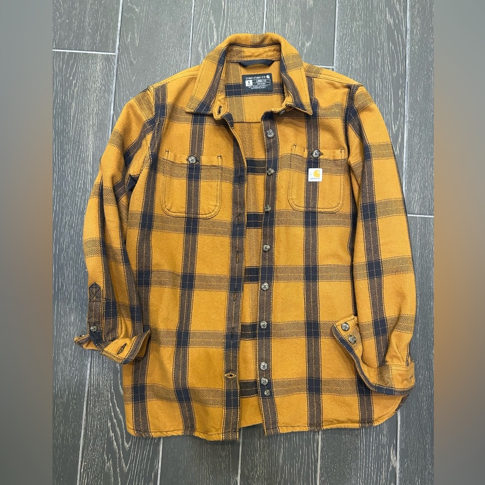 Carhartt Brown and Navy Plaid Shirt